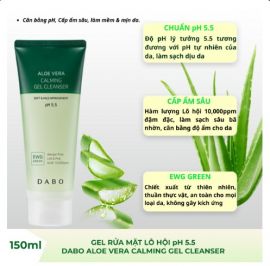 Gel Rửa Mặt Lô Hội pH 5.5 - DABO Aloe Vera Calming Gel Cleanser 150ml
